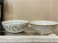 Two Lenox Christmas Bowls