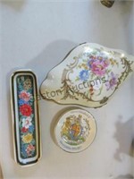 HAND PAINTED HINGED JEWELRY BOX AND OTHER DECOR