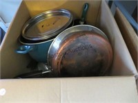 BOX WITH ASSORTED COOKWARE