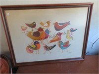FRAMED EMBROIDERED BIRD PIC