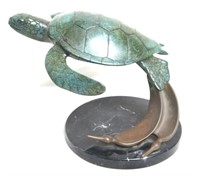 Doug Wylie Bronze turtle on marble base