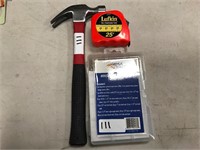 Hammer-tape measure-fastener kit