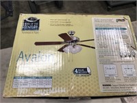 Avalon 52 inch satin nickel ceiling fan/remote