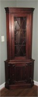 2Pcs Solid Wood Corner Cabinet w/ Key Some Damage