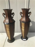 2 Decorative Metal Vases