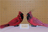 carved wood cardinals (set of 2)