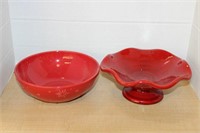 SELECTION OF RED  SERVING BOWLS