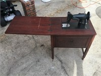 Vintage Kenmore Sewing Machine & Wood Cabinet