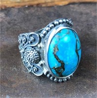 Vintage Silver & Turquoise Statement Ring