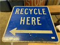 RECYCLE HERE METAL SIGN