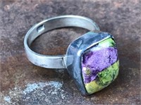 Vintage Silver & Agate Gemstone Ring