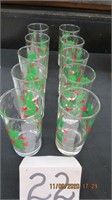 Set of 10 Christmas Holley design beverage glasses