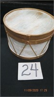 Wood drum box with lid.