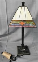 New electric lamp with mission style stained glass