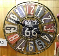 Large b/o metal Route 66 wall clock, 22" diameter