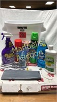 GROUP LOT CLEANING SUPPLIES & TRASH CAN W/ LINERS