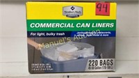 COMMERCIAL CAN LINERS 220 BAGS 
45-50 GALLON