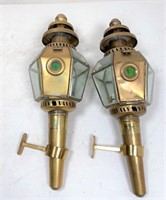 pair of antique oil lights/ Lamps- VG cond.