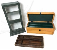 Wooden tool boxes and shelf