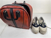bowling ball, bag & shoes