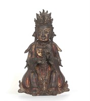 Chinese Painted Bronze Figure of Guanyin