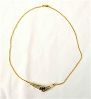 14K Gold Diamond & Sapphire Necklace