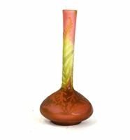 Galle Art Glass Bud Vase w. Leaf