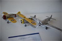 3 WW2 Cast Metal Franklin Mint Planes