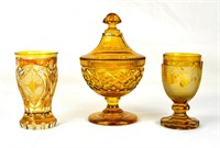 Three Amber Glass Wares