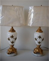 2 Antique Porcelain Lamps 24"H