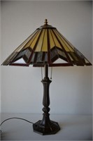 Art Deco Stained Glass Lamp 25"H