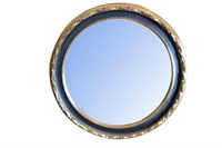 Round Gilt Ebony Wood Mirror