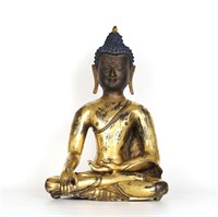 Chinese Gilt Bronze Buddha Figure of Sakyamuni