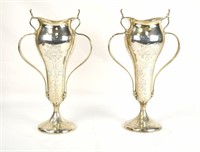 Pr Tiffany & Co Sterling Silver Vases