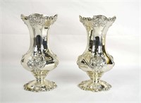 Pr American Sterling Silver Vases