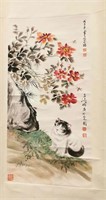 Chinese Painting Scroll of Cat