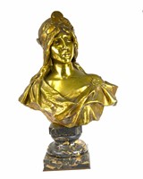 E. Villanis Bronze Bust of Lady