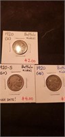 3 Buffalo nickels