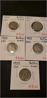 5 Buffalo Nickels