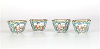 Four Chinese Enamel on Copper Cups