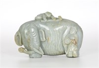 Chinese Carved Grey Jade Elephant