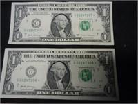 Lot of 2, 2017 star notes (consecutive serial #'s)