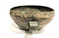 Archaic Chinese Bronze Bowl w. Handles