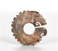 Archaic Chinese Circular Jade Chilong Plaque