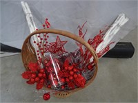 Large Basket Filled with Christmas Decorations