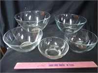 Set of 5 Glass Mixing Bowls