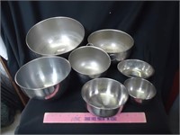 Set of 7 Metal Mixing Bowls
