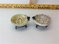 Pair of Italian 800 Silver Mounted Agate Salt Cell