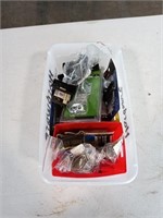 Tote of  miscellaneous hardware