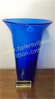 Tall cobalt art glass vase